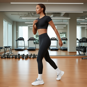 Camiseta Deportiva de Manga Tres Cuartos con Estampado de Leopardo para Mujer, de Secado Rápido, de Spandex y Nailon, Tejido de Punto, Ropa de Gimnasio, Marca Personalizada YLZC8 - Product Image 2