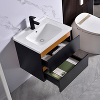 Meuble-lavabo rectangulaire moderne pour salle de bain, à fixation murale, avec vasque en céramique, résistant à l'eau, durable, écologique, facile à nettoyer, miroir non inclus