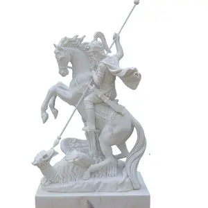 出售带有马雕像的白色大理石石骑士