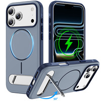 Étui de téléphone en métal avec béquille et couvercle magnétique pour iPhone 18, compatible avec iPhone 17 Pro Max, 16, 15, 14, 13, avec boutons de caméra IA