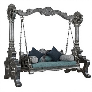 Achetez une balançoire indienne sculptée Maharaja pour la maison, balançoire intérieure sculptée à la main Maharaja, qualité supérieure, finition brune, Jhula Oonjal sculptée. - Product Image 6