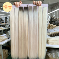 Extensions de cheveux naturels vietnamiens semi-injectées invisibles européennes, faites à la main, en gros, avec bandes adhésives semi-injectées