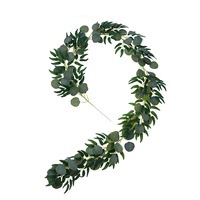 Tanaman Sutra Buatan Bestseller Grosir untuk Dekorasi Pernikahan, Daun Willow, Tanaman Rambat Hijau, Daun Eucalyptus