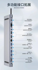 12 trong 1 Type-C HUB Multiport Dock trạm với HDTV USB3.<span class=keywords><strong>0</strong></span> RJ45 sdtf <span class=keywords><strong>USB</strong></span>-C PD sạc adapter 12 cổng <span class=keywords><strong>USB</strong></span> HUB - Product Image 4