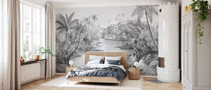 Adesivi <span class=keywords><strong>Murali</strong></span> Personalizzati <span class=keywords><strong>Foresta</strong></span> Tropicale per Sfondo Divano e TV in Soggiorno, Carta da Parati per Hotel, Murale - Product Image 2