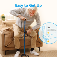 HEALTH BAZAAR Canne de marche médicale en aluminium rétractable à quatre pieds pour personnes âgées, noire, 0,8 kg
