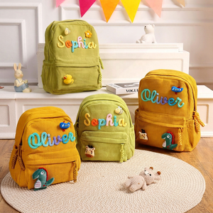 Mochila Mini de Pana con Nombre Personalizado en Crochet, Diseño Floral Arcoíris, <span class=keywords><strong>para</strong></span> Niñas Preescolares, Regalo de Regreso a Clases - Product Image 4