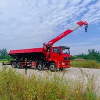Grue à flèche télescopique montée sur camion de 14 tonnes, 5 sections, alimentée par un moteur Weichai de 350 chevaux, avec fonction de déchargement latéral gauche et droit.
