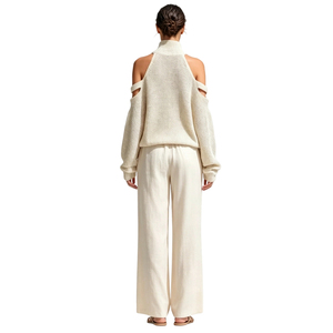 <span class=keywords><strong>Ensemble</strong></span> décontracté 2 pièces pour <span class=keywords><strong>femme</strong></span> : pull en maille à épaules dénudées et <span class=keywords><strong>pantalon</strong></span> large à cordon Sehe Fashion - Product Image 6