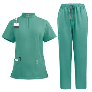 Ensemble de blouses médicales unisexe à col montant et fermeture éclair, extensible dans les 4 sens, en polyester, pour détection d'aiguilles, usage dentaire et esthétique - Vente en gros - Product Image 4