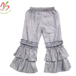 Nouveau style <span class=keywords><strong>fille</strong></span> à volants denim pantalons longs filles à la mode pantalons spécifiques au sexe - Product Image 3