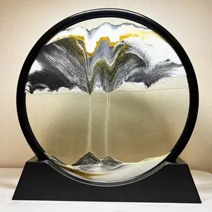 Flowing Sand Painting Sandscape Motion Display Quicksand Painting 3D Moving Sand Art Round Liquid Hourglass Home Decor Gifts