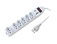 Multiprise INMETRO avec 6 prises 10A 2P+T avec protection contre les surcharges et 2 ports USB-C