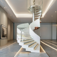 Nordi Escaliers en arc de conception moderne personnalisés pour les appartements de villas Garde-corps en verre en acier en fer forgé pour l'extérieur de la maison Bois courbé