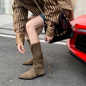 Bottes d'équitation en daim à bout pointu, respirantes, rehaussantes, hauteur genou, pour femme, à talons hauts, nouvelle collection, faible MOQ - Product Image 3