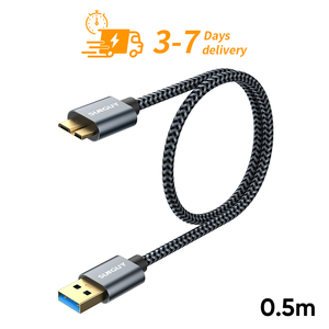 Câble USB 3.0 SUNGUY 0,5 m prêt à être expédié, câble de charge rapide flexible, matériau tressé, câble écologique - Product Image 1