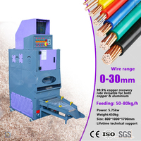 Machine de séparation de fil de cuivre de type sec à 99 % de pureté, 50-80 kg/h, granulateur automatique de câbles de rebut mini avec certifications CE et ISO