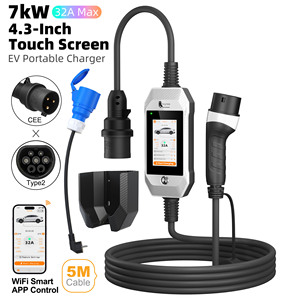 Feyree Type2 7kW Portable Charging Station 32A Adjustable Current Touch Screen Fast Charging Full Safety Protection with Adapter - Product Image 1
