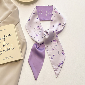 Nuevo Pañuelo Decorativo Floral Morado de Moda, Pañuelo Largo y Estrecho con Estampado a Cuadros, Pañuelo Multiusos con Puntos <span class=keywords><strong>Fucsia</strong></span> para el Cabello para Niña - Product Image 5