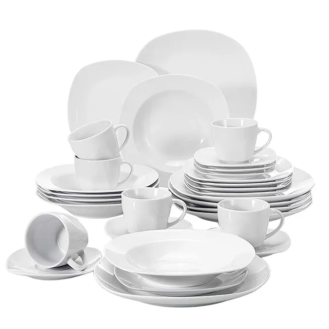 Bone中国Fine Porcelain Modern Restaurant Dinnerware White Arcopal Dinner Set