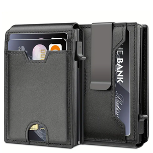 Portafogli in Fibra di Carbonio per Carte di Credito, Portafogli da <span class=keywords><strong>Uomo</strong></span> di Marca con RFID, Portafoglio Trifold in Pelle Nero Magico, Mini Portafoglio Sottile, <span class=keywords><strong>Piccola</strong></span> Borsa Porta Soldi, Portamonete Maschile - Product Image 1