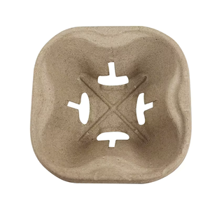 Биоразлагаемый держатель для кофейных чашек и поднос из переработанной целлюлозы сахарного тростника, одноразовый, экологичный, неокрашенный - Product Image 3