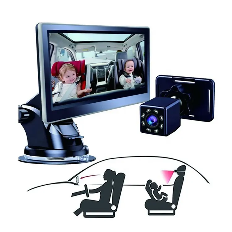 Relee specchietto retrovisore per auto per bambini specchietto retrovisore per visione notturna con Monitor per fotocamera per Monitor per telecamera per auto per sedile posteriore