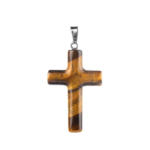 Pendentif en forme de croix en pierre bleue, cadeau religieux catholique chrétien classique, mini bijou souvenir de crémation pour enfants - Product Image 4