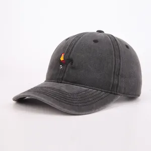 Großhandel 6 Panel Unstrukturierte Baumwolle Vintage Gorras individuelle Stickerei Logo Baseballmütze Waschen beschädigte Vater Hüte für Männer