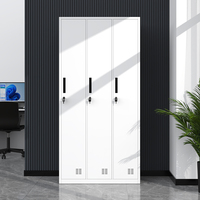 Armoire en acier moderne à 3 portes avec porte-vêtements verrouillable et cloison pour chambre d'employé, bureau à domicile, salle de sport ou usage extérieur