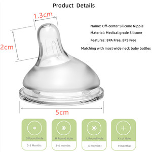 2023 usine nouveau Design hors centre col large silicone bébé <span class=keywords><strong>biberon</strong></span> mamelon remplacement mamelon flux naturel - Product Image 5