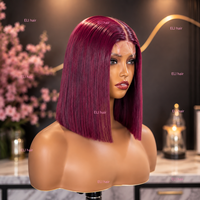 Perruque Bob Lace Front 2x6 Super Double Drawn, Lisse Extrême, 100% Cheveux Humains Péruviens, Densité 250%, pour Femmes Noires