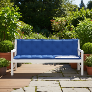 Coussin de banc d'extérieur en tissu Oxford bleu, rectangulaire, matelassé, amovible, lavable, pour toutes les saisons, lot de 2 - Product Image 2