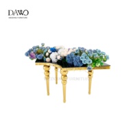 Table d'appoint moderne noire en forme d'éventail avec pieds en boule dorée pour mariage