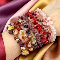 Bracelet extensible en éclats d'améthyste naturelle, véritable pierre précieuse, pour femme, bijoux en cristal de guérison, vente en gros