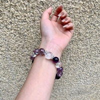 Bracelet perlé en améthyste naturelle et strass blancs, style chinois, porte-bonheur vintage, cadeau pour la Journée de la Femme, en direct