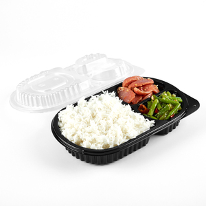 Factory price microwave safe fire chicken bread compartment lunch box disposable plastic to go container