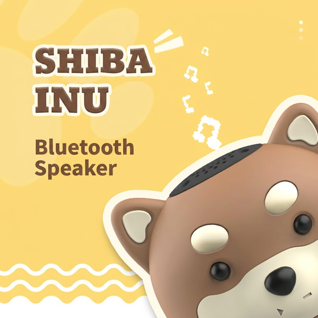 Cute Shiba Inu Wireless Speaker Portable Mini Animal Shape Speaker IP65 Waterproof 5-8H Playtime for Gift & Home Decor