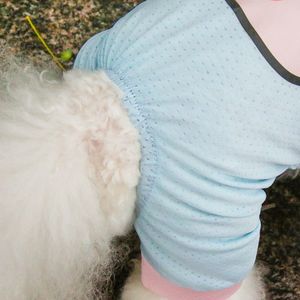 เสื้อผ้าสัตว์เลี้ยงสำหรับฤดูร้อนแบบสี่ขา พร้อมห่วงคล้องสายจูง ระบายอากาศได้ดี ผลิตจากผ้าไหมน้ำแข็ง ลายการ์ตูน สำหรับแมวและสุนัข - Product Image 4
