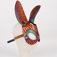 Masque de lapin en cuir rose sexy à texture crocodile avec oreilles détachables, luxe, pour mascarade et cosplay, livraison discrète, emballage confidentiel
