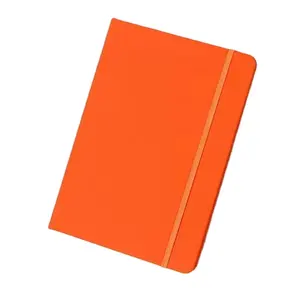 A5 orange PU cahier relié en cuir logo personnalisé avec élastique