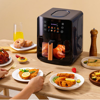 Friteuse à air électrique transfrontalière 5-6L grande capacité avec fenêtre de visualisation, contrôle tactile, four à air intelligent EU/US/UK 110V