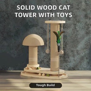 <span class=keywords><strong>Arbre</strong></span> <span class=keywords><strong>à</strong></span> <span class=keywords><strong>chat</strong></span> d'intérieur moderne de luxe <span class=keywords><strong>en</strong></span> <span class=keywords><strong>bois</strong></span> massif avec griffoir <span class=keywords><strong>en</strong></span> sisal, plateau tournant, jouet <span class=keywords><strong>à</strong></span> <span class=keywords><strong>chat</strong></span> et structure portable type cage pour chats - Product Image 5