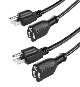 Hızlı teslimat amerikan standart 14 awg 3 pin fiş standart uzatma kablosu kablosu abd güç kablosu