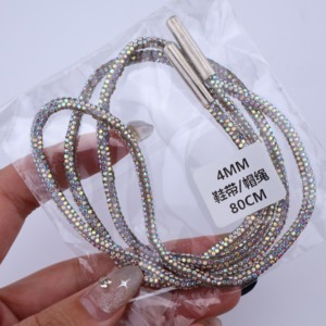 <span class=keywords><strong>Cordon</strong></span> de serrage de luxe en strass de cristal de 4 mm, 80 cm, pour sweats à capuche, pantalons de sport, avec embouts métalliques, également utilisable comme ceinture de robe - Product Image 4