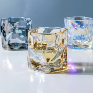 Verres à whisky anciens uniques de 8 oz pour bar à domicile, verres irréguliers pour whisky, scotch, cocktail, verre à café ondulé avec paille - Product Image 5