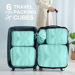 Juego de 6 Cubos de Compresión Oxford para Empacar, con Cierre de Cremallera y Diseño con Estampado de Personajes, para Ropa, Zapatos y Equipaje - Product Image 5