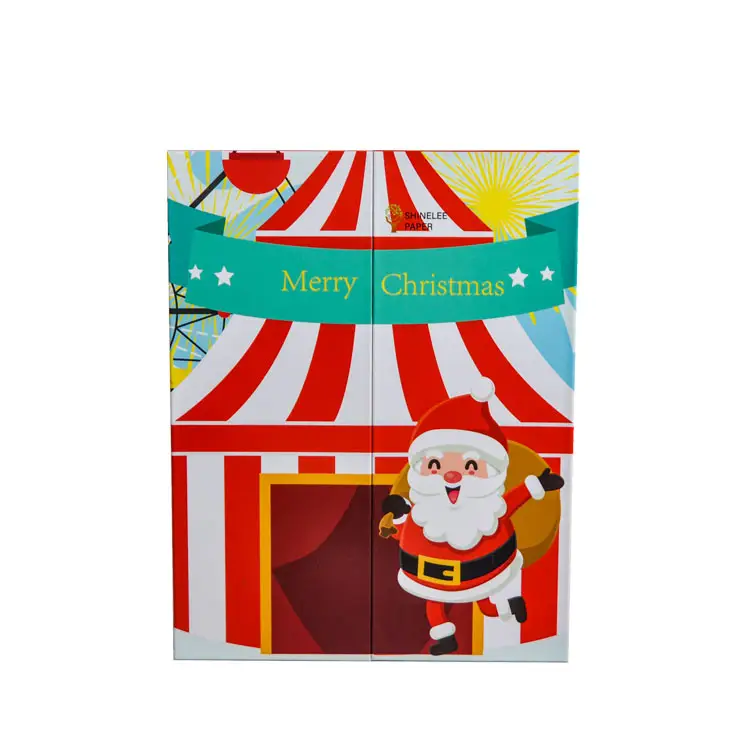 Colorful High Quality Christmas Santa Design With Double Doors For Skincare Custom Printed Cosmetic Box Thick