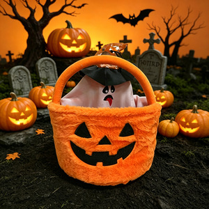 ถุงของขวัญฮาโลวีนปี 2026 ลายฟักทองผี สำหรับเด็ก ถุงใส่ขนม Trick or Treat กระเป๋าหิ้วแบบมีไฟ LED ตะกร้าตุ๊กตาเรืองแสง ของชำร่วยงานปาร์ตี้ - Product Image 4