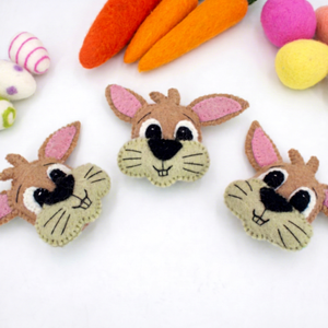 Wholesale Child Goofy Felt Easter Bunny Heads Ornament Handmade Spring Hanging Decor Set - Product Image 3